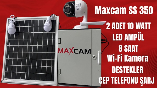 Maxcam S350 Bağ Evi Aydınlatma, Telefon Şarj Wifi Kamera Güneş Enerji Sistemi 